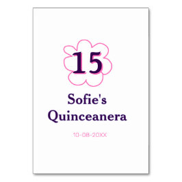15th quinceanera happy birthday pink purple date テーブルナンバー