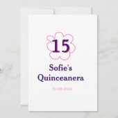 15th quinceanera happy birthday pink purple date 招待状 (裏面)