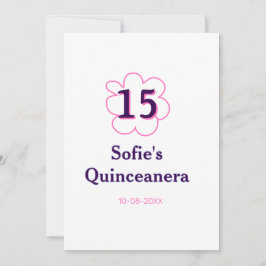 15th quinceanera happy birthday pink purple date 招待状