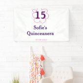 15th quinceanera happy birthday pink purple date 横断幕 (インサイチュ)