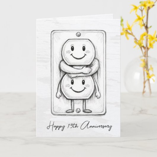 15th Wedding Anniversary Electrical Socket カード (黄色い花)