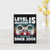 15yr Bday Son Boy Funny Gamer 15th 15 Year Old Bir カード (黄色い花)