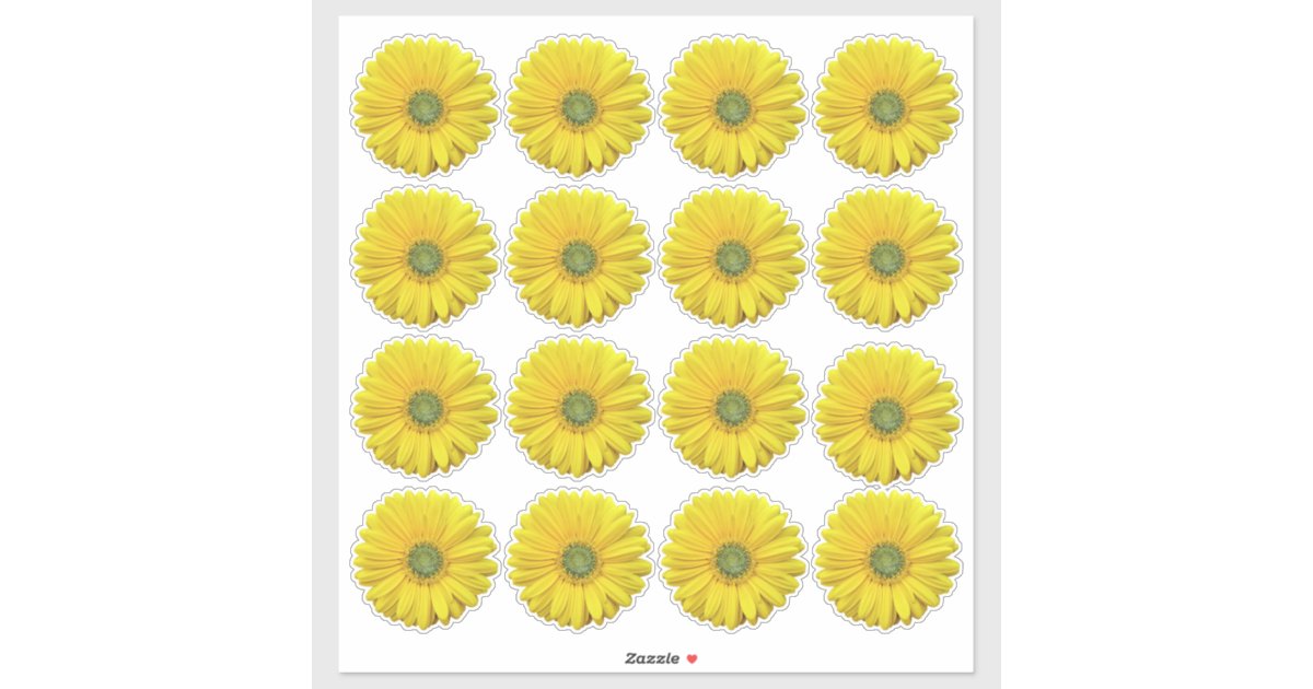 16の黄色いガーベラのデイジーの花のキスカットのステッカー シール Zazzle Co Jp