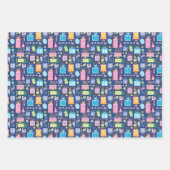 16お誕生日ケーキプレゼントバルーン青 ラッピングペーパーシート (正面)