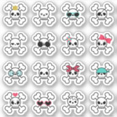 16かわいい&漫画クールのスカル交差ボーン シール (正面)