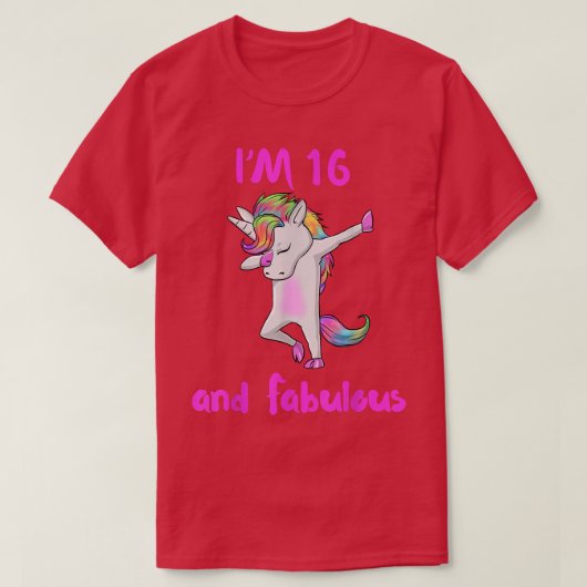 16と素晴らしい甘い十代の女の子ユニコーンダブダン Tシャツ (デザイン正面)