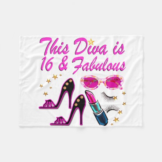 16と素晴らしいDIVA フリースブランケット (正面(横))
