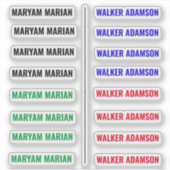 16のラベルのセットカラフル、透明名のシール シール (正面)