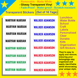 16のラベルのセットカラフル、透明名のシール シール