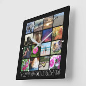 16の丸いコーナー写真コラージュまたはInstagram スクエア壁時計 (傾斜)