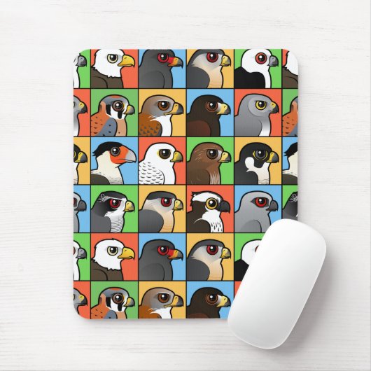 16の北アメリカの猛禽のプロフィール(タイルを張られる) マウスパッド (マウス)
