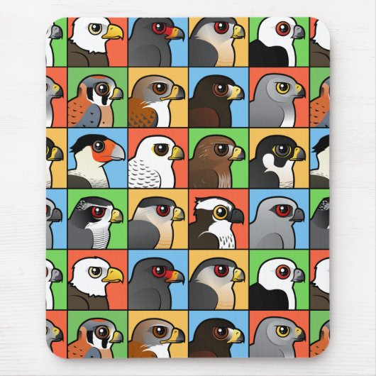 16の北アメリカの猛禽のプロフィール(タイルを張られる) マウスパッド (正面)