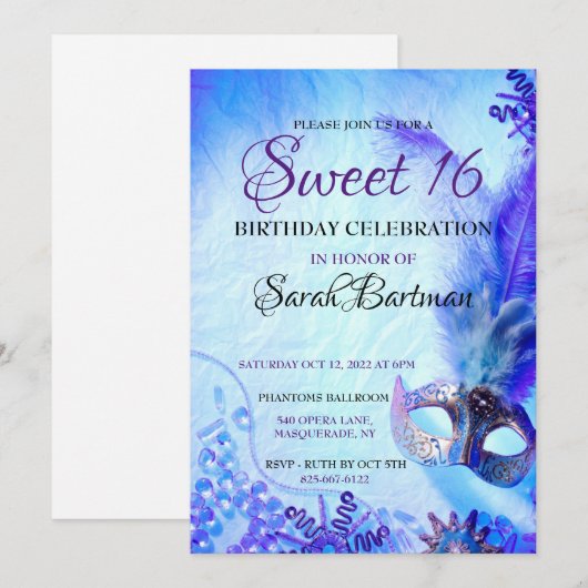 16の招待を仮装 招待状 (正面/裏面)