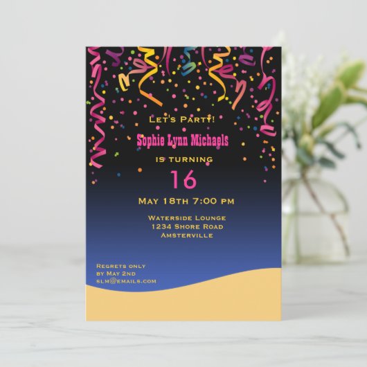 16の誕生日の招待状は菓子をパーティを楽しもう 招待状 (スタンド正面)