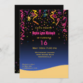 16の誕生日の招待状は菓子をパーティを楽しもう 招待状 (正面/裏面)