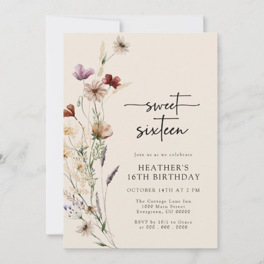 16の誕生日 招待状 (正面)