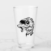 16のoz (オンス)のパイントビールガラス- "オオカミ野生" タンブラーグラス (正面)