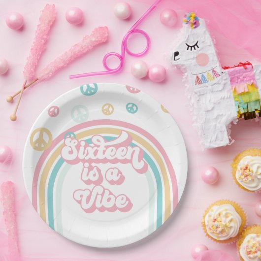 16はヴィベレトロサマーレインボー ペーパープレート (パーティー)