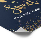 16は甘いトリートネイビー&金ゴールドの看板 ポスター (角)