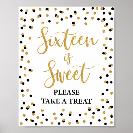 16は甘いトリートメント誕生日サイン ポスター (正面)