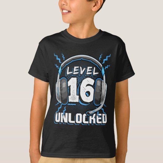 16アンロックビデオゲーム16誕生日PcゲームGif Tシャツ (正面)