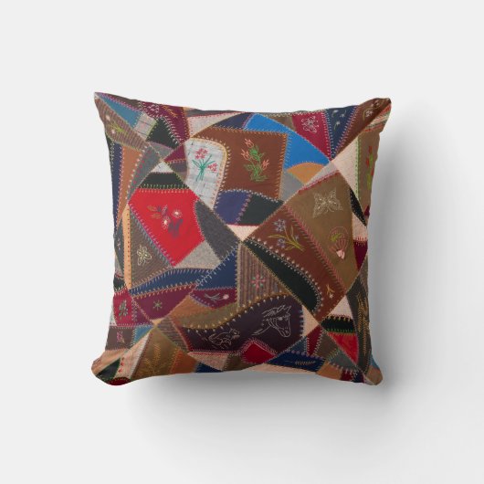 16インチヴィンテージパッチワーク熱狂するキルトパターエレガントン クッション (正面)