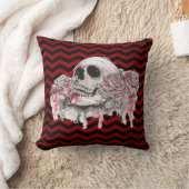 16インチx16インチ装飾用クッションスカルバラゴシック色シェブロン赤 クッション (ブランケット)