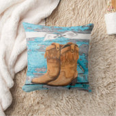 16インチx16インチ装飾用クッションブルーウッドバーンドアブーツアクー クッション (ブランケット)