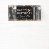 16エレガント番目のバラ金ゴールドグリッターとフォト誕生日 横断幕 (インサイチュ)