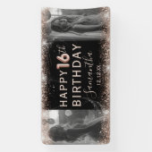 16エレガント番目のバラ金ゴールドグリッターとフォト誕生日 横断幕 (縦)