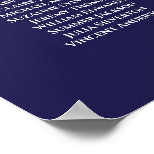 16エレガント表ネイビー結婚ルの座席表 ポスター (角)