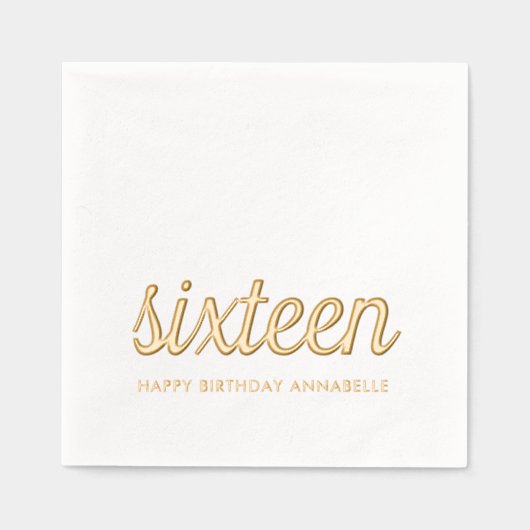 16エレガント誕生日ゴモダンールナプキンス 箔ナプキン (正面)