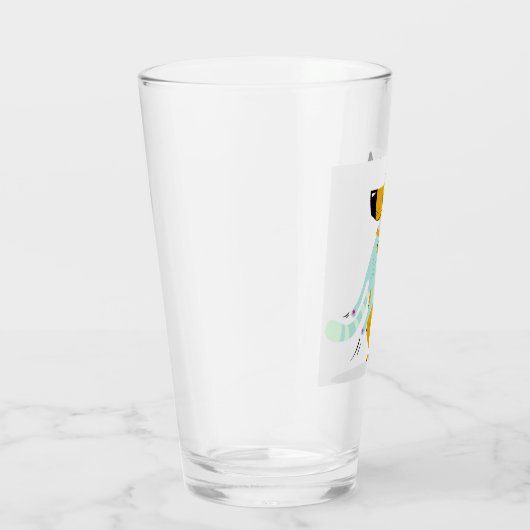 16オズ。犬と猫の抱き合い付きピントガラス タンブラーグラス (右)