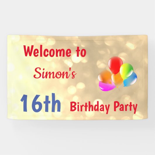 16カラフルパーソナライズされた誕生日 横断幕 (横)
