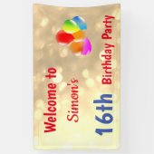 16カラフルパーソナライズされた誕生日 横断幕 (縦)