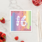 16カラフル番目のハッピーバースデーグリッタードライブ スタンダードカクテルナプキン (インサイチュ)