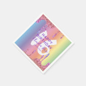 16カラフル番目のハッピーバースデーグリッタードライブ スタンダードカクテルナプキン (角)