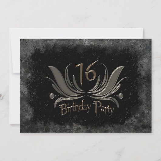 16クールth Birthday Partyへの招待 – グランジ 招待状 (正面)