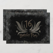 16クールth Birthday Partyへの招待 – グランジ 招待状 (正面/裏面)