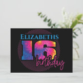 16タイダイ染料タイポグラフィ誕生日 招待状 (スタンド正面)