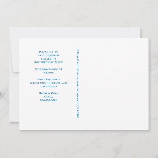 16タイダイ染料タイポグラフィ誕生日 招待状 (裏面)