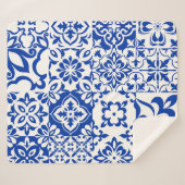 16タイルのセット青、白のアズレジョス。オリジナル シェルパブランケット (正面(横))