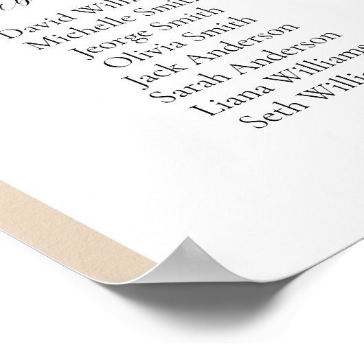 16テーブルベージュアーチあなたの座席表を見つける ポスター (角)