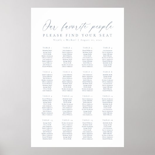 16テーブル私たちお気に入りのの人の座席表 ポスター (正面)