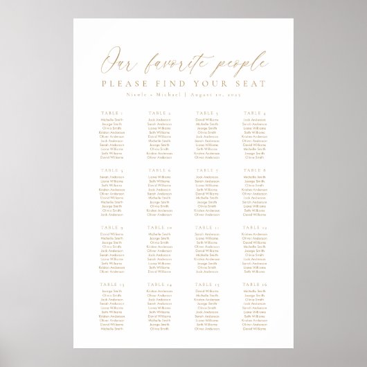16テーブル私たちお気に入りのの人の座席表 ポスター (正面)