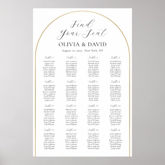 16テーブル金ゴールドアーチ座席表の検索 ポスター (正面)