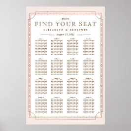 16テーブル | アートデコ ブ ラッシュ ローズゴールド フォイル ウェディング ポスター