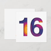 16ハッピー16誕生日パープルピンクイエロー切り出し シーズンカード (正面/裏面)