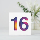 16ハッピー16誕生日パープルピンクイエロー切り出し シーズンカード (スタンド正面)