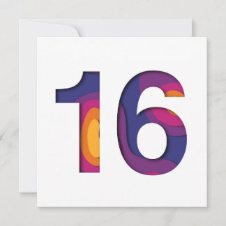 16ハッピー16誕生日パープルピンクイエロー切り出し シーズンカード